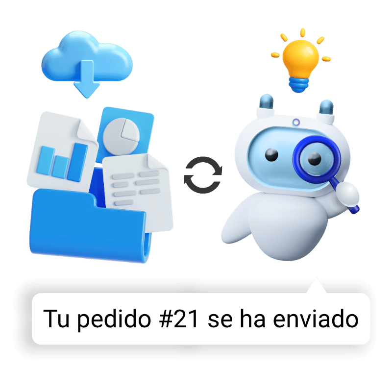 Tu asistente de IA que busca en la web, lee tus documentos y ejecuta acciones reales — en WhatsApp, Instagram, Facebook Messenger y Webchat.